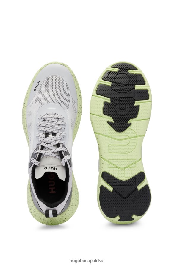 Hugo Boss Buty sportowe z siateczkową cholewką i ozdobnymi odblaskowymi detalami Hugo w kolorze jasnoszarym jasnoszary R0X0H65035