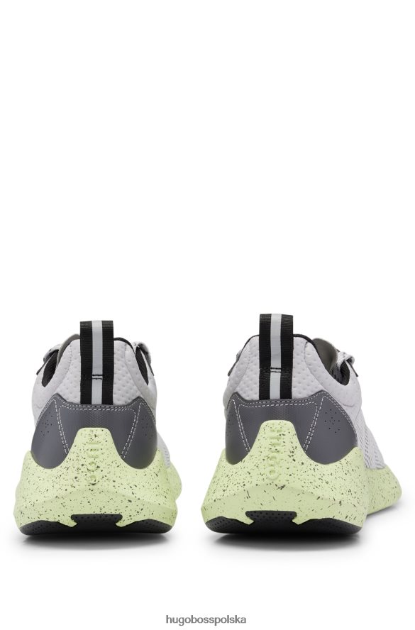 Hugo Boss Buty sportowe z siateczkową cholewką i ozdobnymi odblaskowymi detalami Hugo w kolorze jasnoszarym jasnoszary R0X0H65035