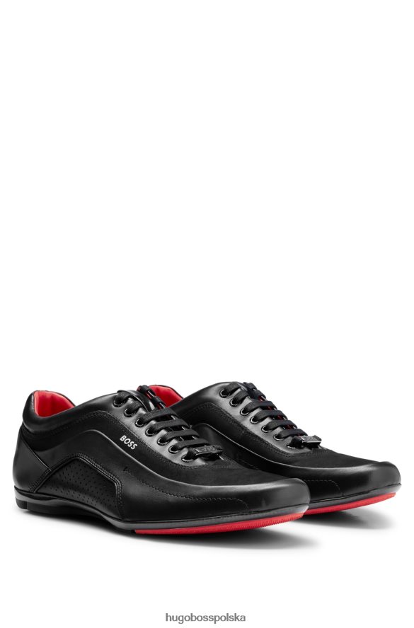 Hugo Boss Buty sportowe ze skóry nappa z perforowanymi detalami, czarne hugo czarny R0X0H64767