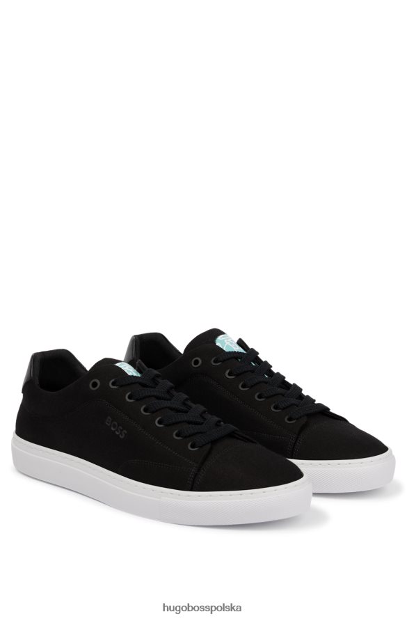 Hugo Boss Czarne buty sportowe hugo o niskiej cholewce z bawełnianą cholewką i detalami z logo czarny R0X0H64833
