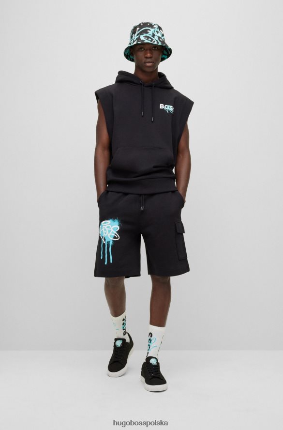 Hugo Boss Czarne buty sportowe hugo o niskiej cholewce z bawełnianą cholewką i detalami z logo czarny R0X0H64833