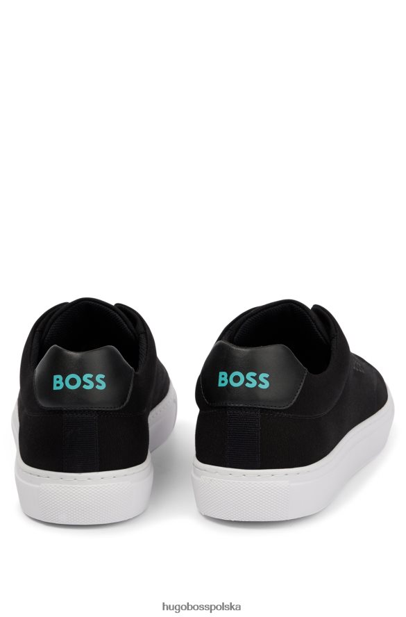 Hugo Boss Czarne buty sportowe hugo o niskiej cholewce z bawełnianą cholewką i detalami z logo czarny R0X0H64833