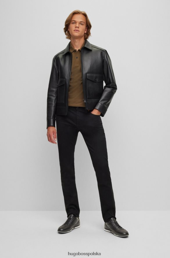 Hugo Boss Czarne buty sportowe hugo o niskiej cholewce z perforowanej i ziarnistej skóry czarny R0X0H64765