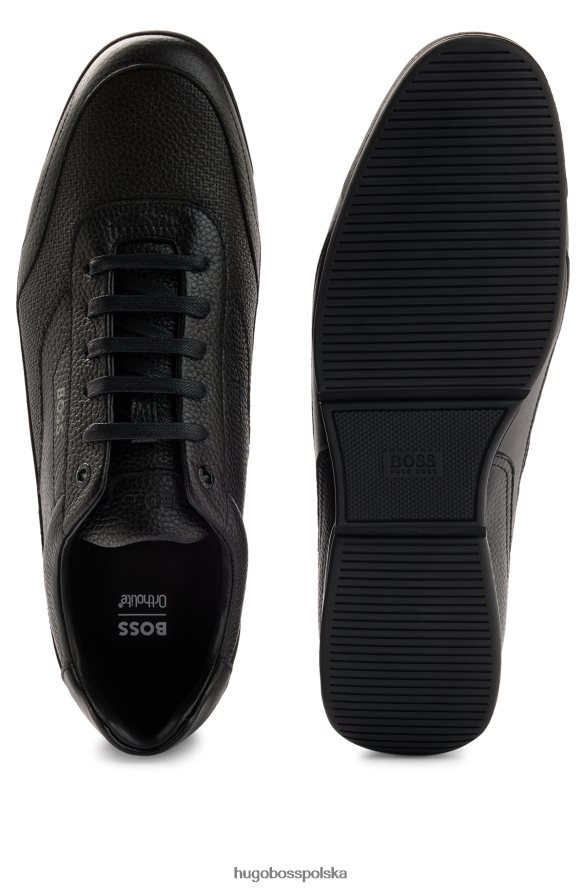Hugo Boss Czarne buty sportowe hugo o niskiej cholewce z perforowanej i ziarnistej skóry czarny R0X0H64765