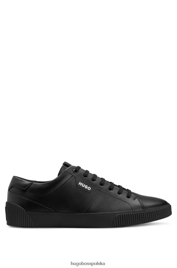 Hugo Boss Czarne buty sportowe hugo o niskiej cholewce ze skóry z kontrastowymi logo czarny R0X0H64909