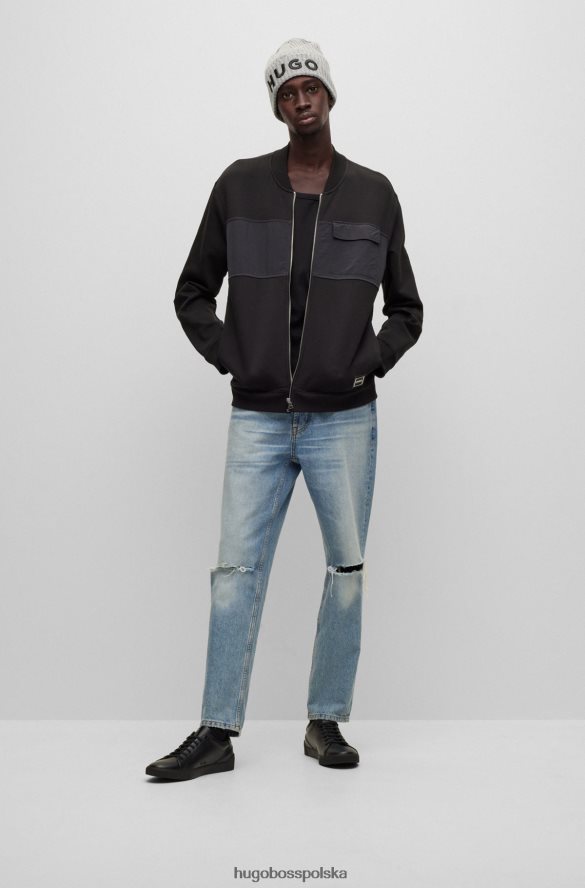 Hugo Boss Czarne buty sportowe hugo o niskiej cholewce ze skóry z kontrastowymi logo czarny R0X0H64909