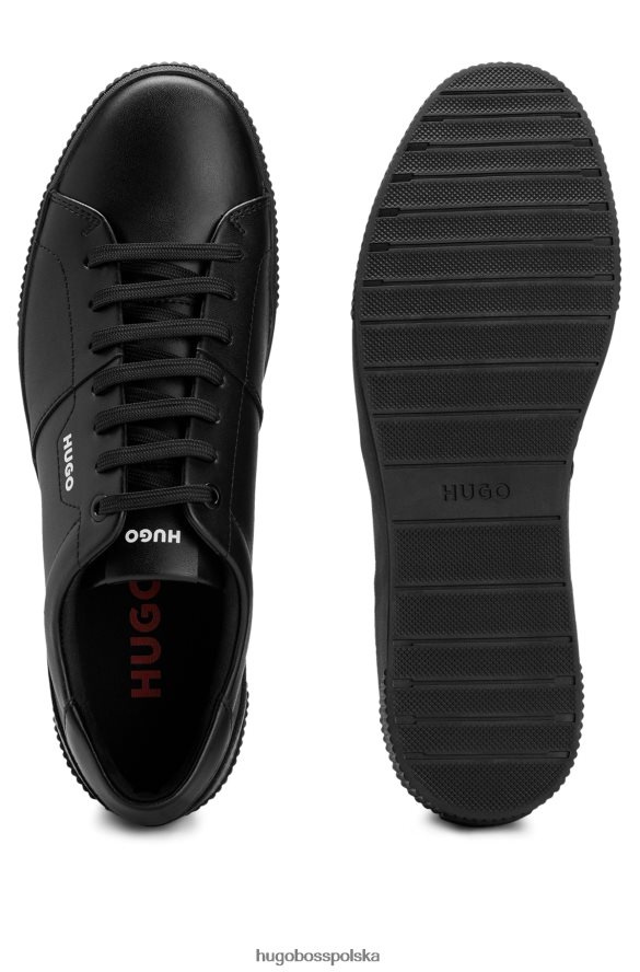 Hugo Boss Czarne buty sportowe hugo o niskiej cholewce ze skóry z kontrastowymi logo czarny R0X0H64909