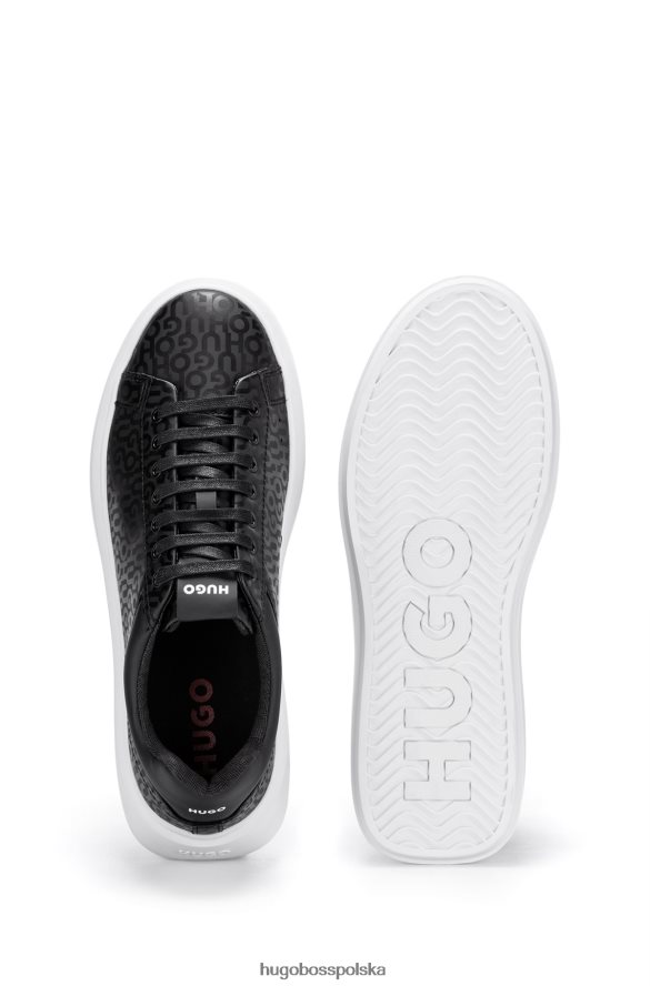 Hugo Boss Czarne buty sportowe hugo z nadrukowanym logo, markową ladą i gumową podeszwą czarny R0X0H64928