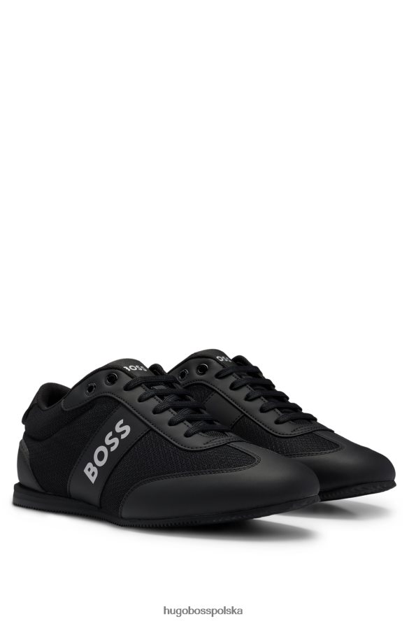 Hugo Boss Czarne buty sportowe marki hugo z siateczką i gumowanymi panelami czarny R0X0H64733
