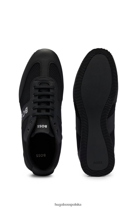 Hugo Boss Czarne buty sportowe marki hugo z siateczką i gumowanymi panelami czarny R0X0H64733