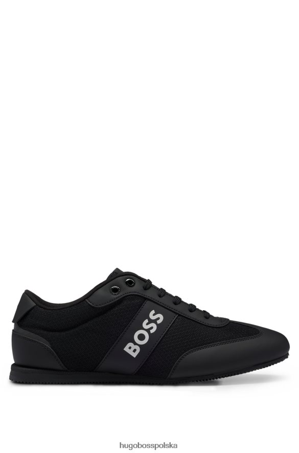 Hugo Boss Czarne buty sportowe marki hugo z siateczką i gumowanymi panelami czarny R0X0H64733