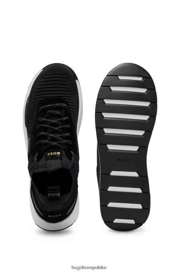 Hugo Boss Czarne skarpetki hugo z cholewką z materiału Repreve czarny R0X0H64726