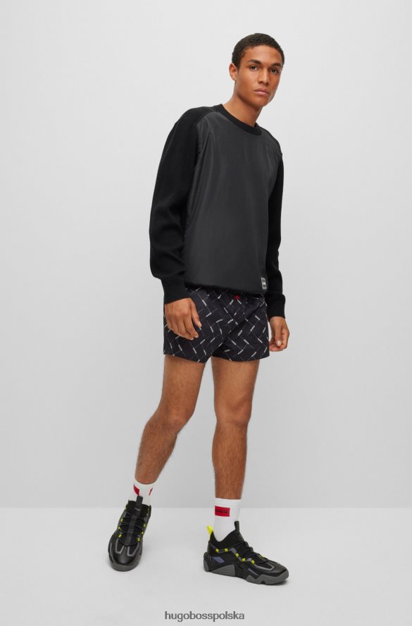 Hugo Boss Czarne skarpetki hugo z detalami z siateczki i termoklejonymi elementami czarny R0X0H64939