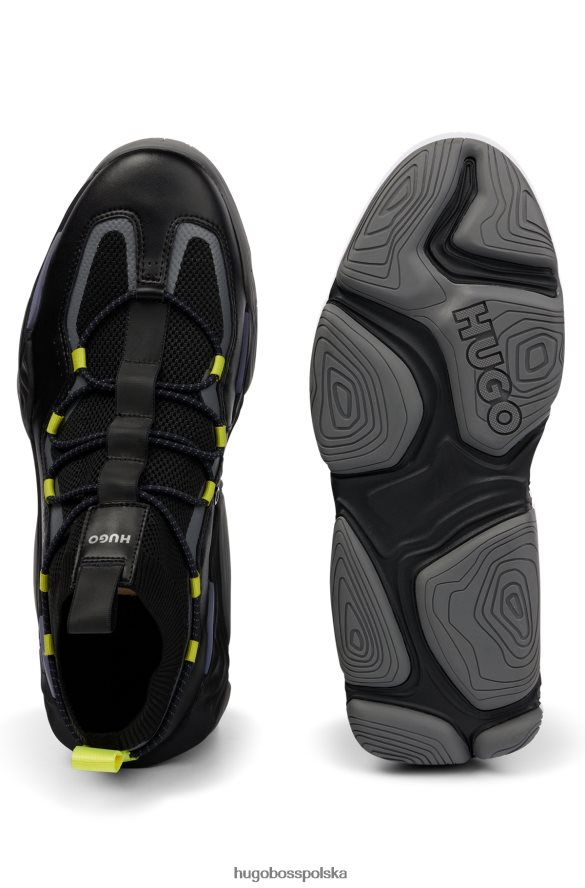 Hugo Boss Czarne skarpetki hugo z detalami z siateczki i termoklejonymi elementami czarny R0X0H64939