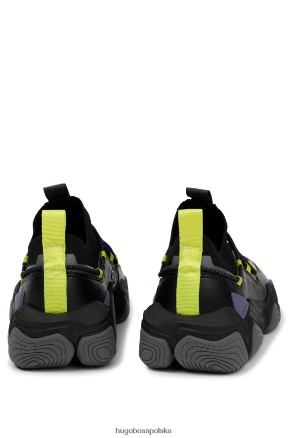 Hugo Boss Czarne skarpetki hugo z detalami z siateczki i termoklejonymi elementami czarny R0X0H64939