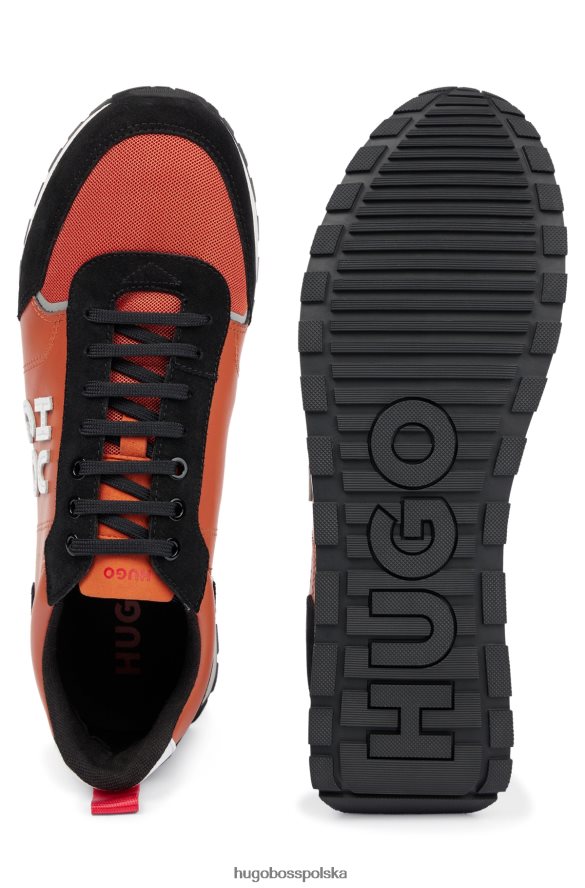 Hugo Boss Hugo Orange inspirowane bieganiem buty sportowe z różnych materiałów z ułożonym logo Pomarańczowy R0X0H64778