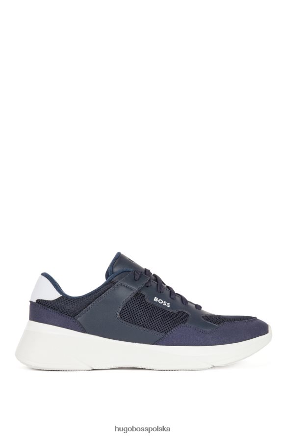 Hugo Boss Hybrydowe buty sportowe hugo z łączonej skóry i siateczki w kolorze ciemnoniebieskim ciemny niebieski R0X0H64703