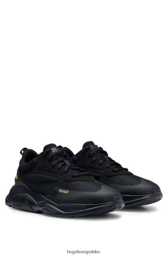 Hugo Boss Inspirowane bieganiem buty sportowe z różnych materiałów z detalami z logo w kolorze czarnym hugo czarny R0X0H64897