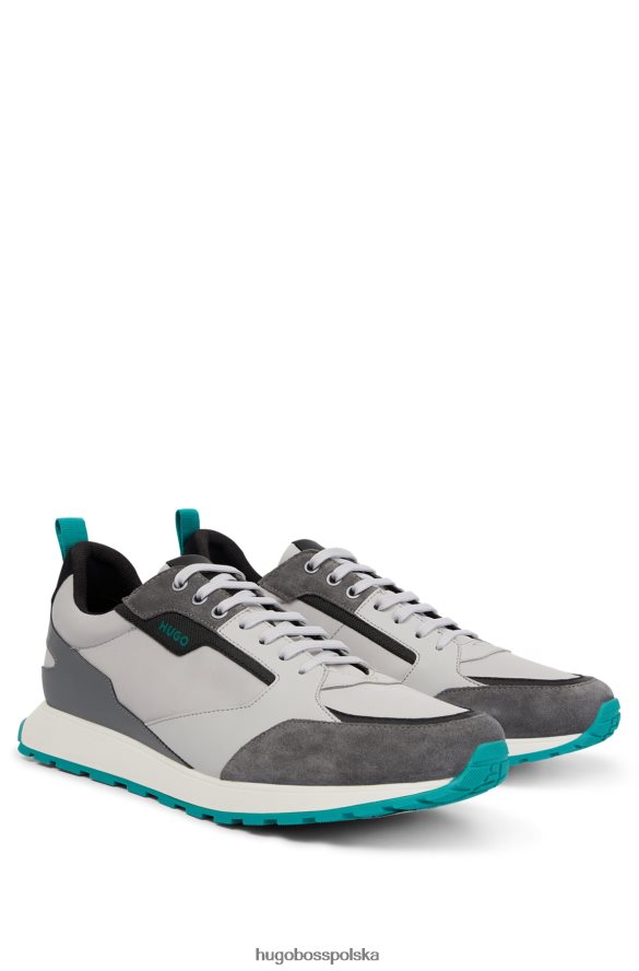 Hugo Boss Inspirowane stylem retro buty sportowe z zamszu i siateczki hugo w kolorze jasnoszarym jasnoszary R0X0H64712