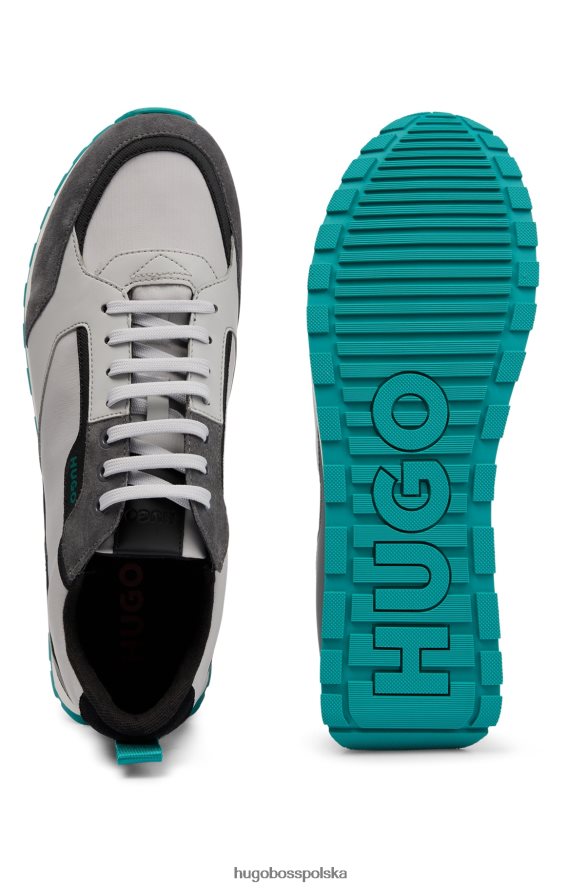 Hugo Boss Inspirowane stylem retro buty sportowe z zamszu i siateczki hugo w kolorze jasnoszarym jasnoszary R0X0H64712