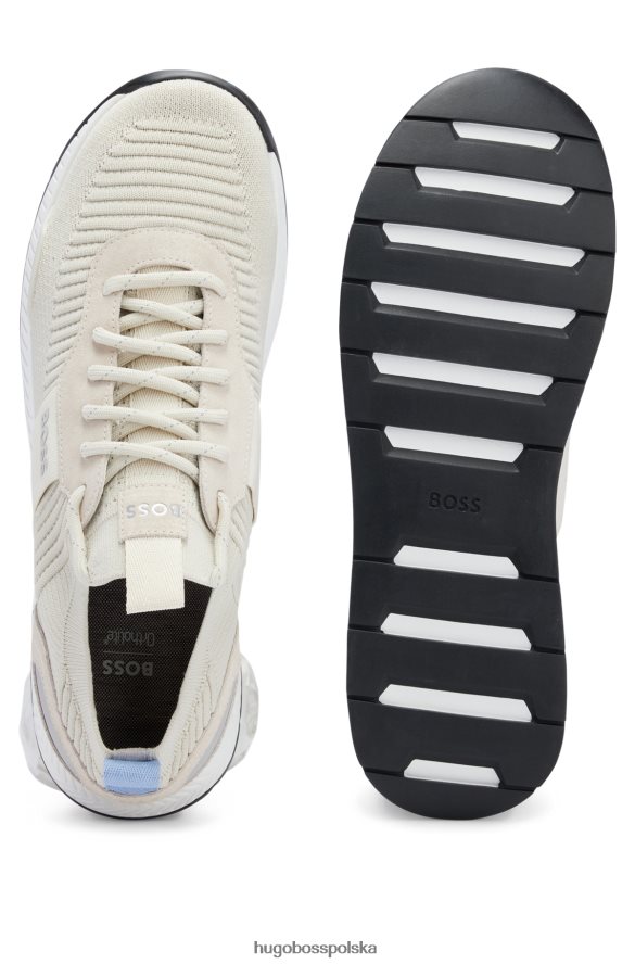 Hugo Boss Jasnobeżowe buty sportowe hugo ze skarpetkami i cholewką z materiału Repreve jasny beż R0X0H64720