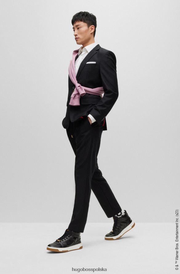 Hugo Boss Looney Tunes x Wysokie buty sportowe ze sloganami i logo czarny R0X0H65004