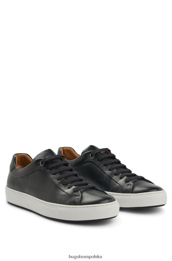 Hugo Boss Niskoprofilowe buty sportowe z polerowanej skóry z gumową podeszwą hugo czarne czarny R0X0H64782