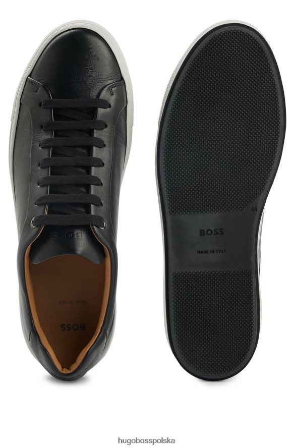 Hugo Boss Niskoprofilowe buty sportowe z polerowanej skóry z gumową podeszwą hugo czarne czarny R0X0H64782