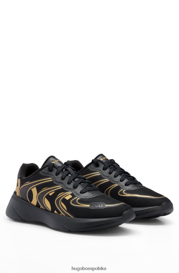 Hugo Boss Niskoprofilowe buty sportowe z różnych materiałów z detalami z logo, czarne hugo czarny R0X0H64658
