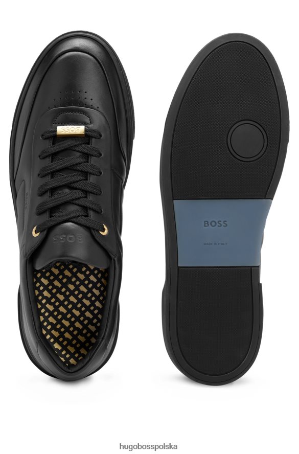 Hugo Boss Skórzane buty sportowe hugo ze złotą, markową koronkową pętlą w kolorze czarnym czarny R0X0H65005