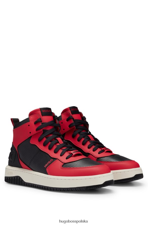 Hugo Boss Wysokie buty sportowe z różnych materiałów z logo na plecach, czarne hugo Czarny czerwony R0X0H64997
