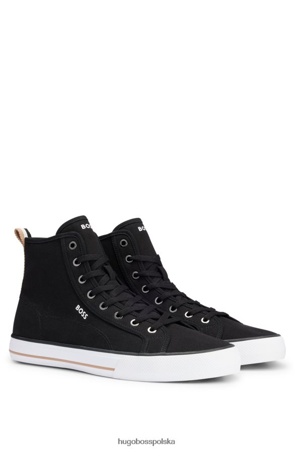 Hugo Boss Wysokie buty z płótna bawełnianego z charakterystycznymi paskami w kolorze czarnym hugo czarny R0X0H64970