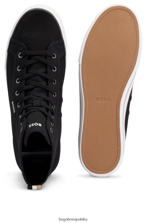 Hugo Boss Wysokie buty z płótna bawełnianego z charakterystycznymi paskami w kolorze czarnym hugo czarny R0X0H64970