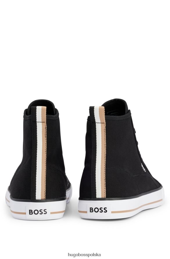 Hugo Boss Wysokie buty z płótna bawełnianego z charakterystycznymi paskami w kolorze czarnym hugo czarny R0X0H64970