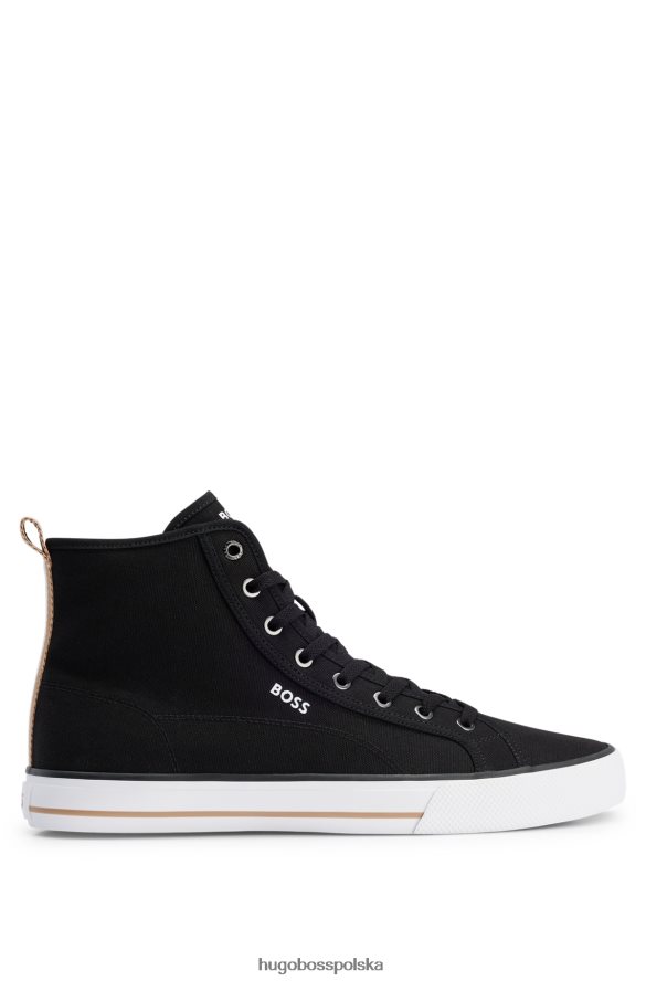 Hugo Boss Wysokie buty z płótna bawełnianego z charakterystycznymi paskami w kolorze czarnym hugo czarny R0X0H64970