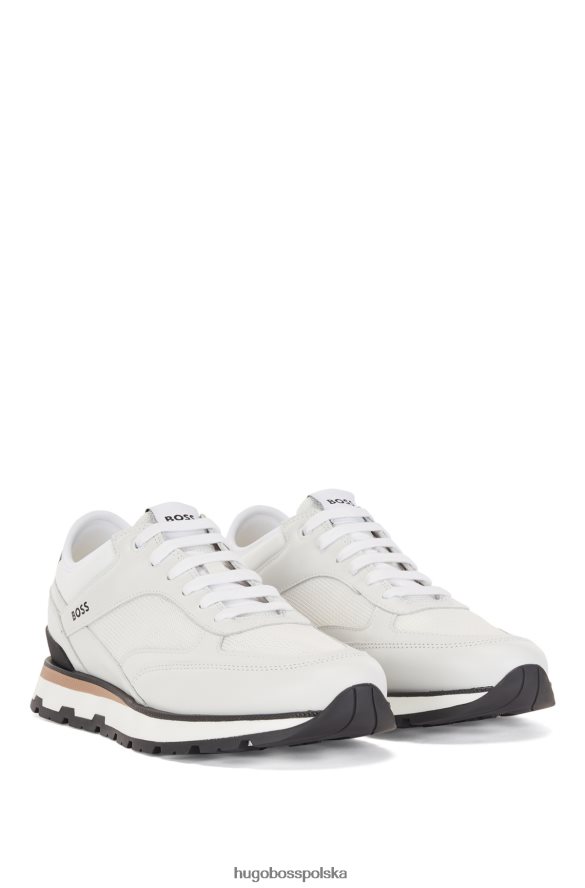 Hugo Boss białe buty sportowe hugo włoskiej produkcji ze skóry ze strukturalnym nylonem biały R0X0H64954