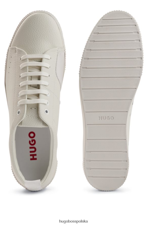 Hugo Boss białe buty sportowe niskie ze skóry ziarnistej z taśmą z logo hugo biały R0X0H64787