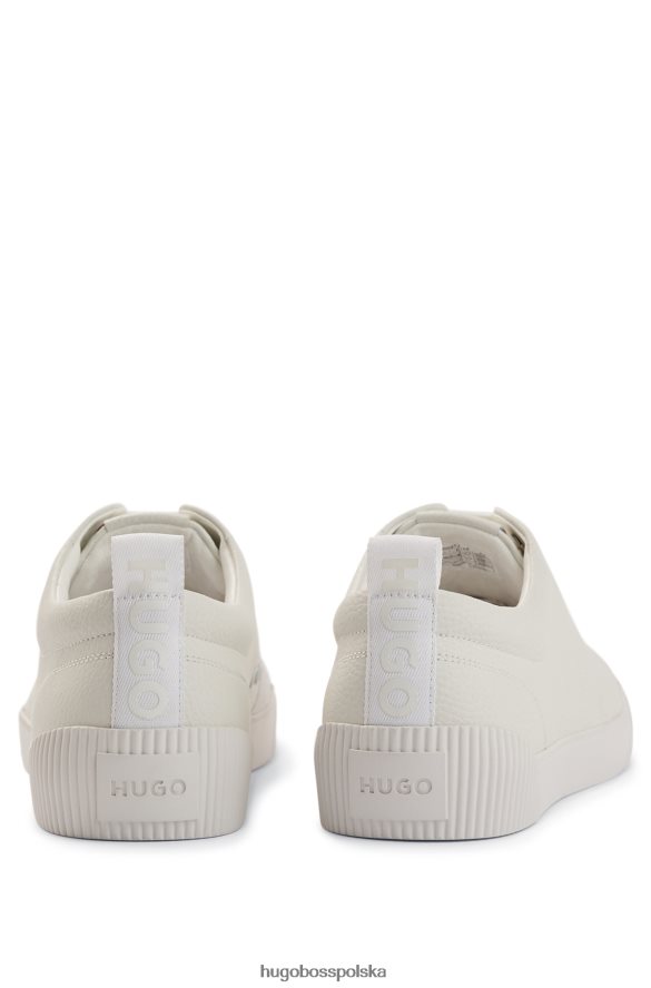 Hugo Boss białe buty sportowe niskie ze skóry ziarnistej z taśmą z logo hugo biały R0X0H64787