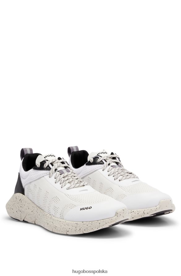 Hugo Boss białe buty sportowe z siatkową cholewką i ozdobnymi odblaskowymi detalami hugo biały R0X0H65034