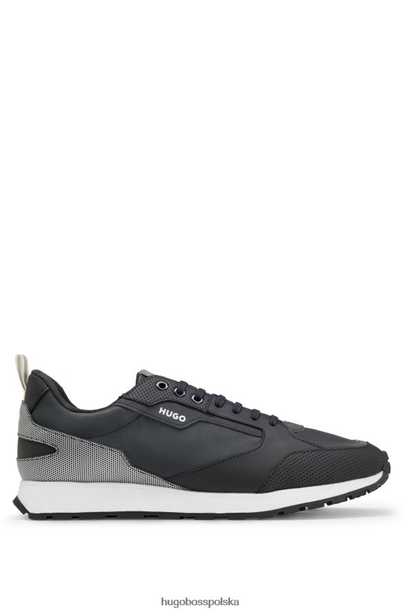 Hugo Boss buty sportowe w stylu biegowym ze sztucznej skóry i siateczki hugo w kolorze ciemnoniebieskim ciemny niebieski R0X0H65014