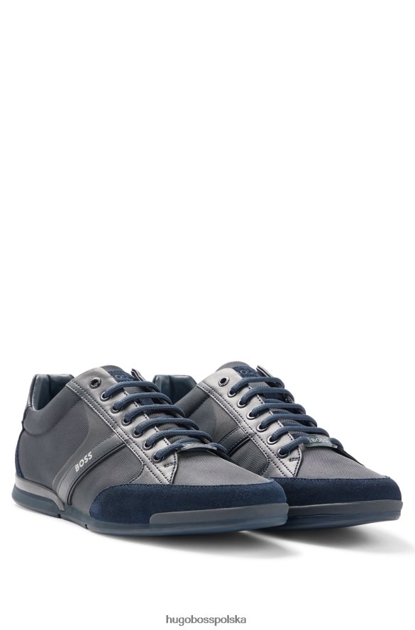 Hugo Boss buty sportowe z mieszanki materiałów z zamszem i sztuczną skórą hugo w kolorze ciemnoniebieskim ciemny niebieski R0X0H64742