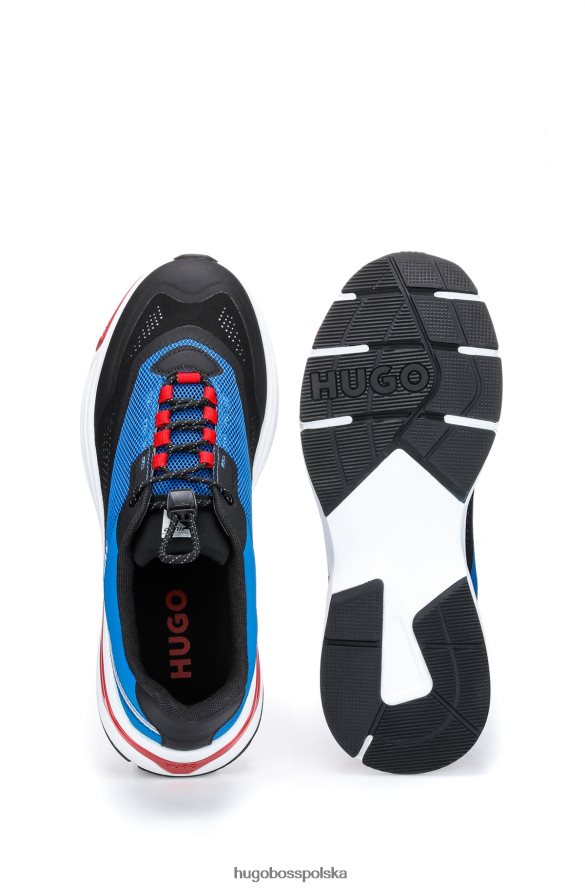 Hugo Boss buty sportowe z różnych materiałów z logo, czarne hugo czarny/biały/niebieski R0X0H64917