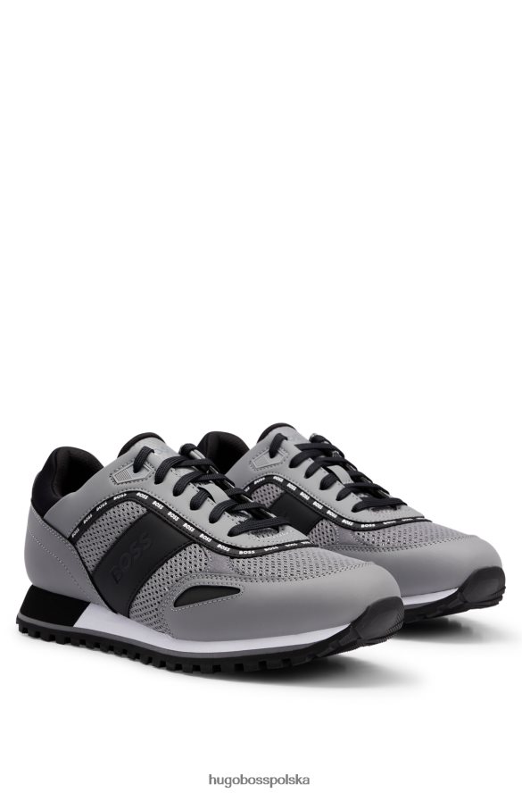 Hugo Boss buty sportowe z różnych materiałów z logo hugo w kolorze szarym szary R0X0H64672