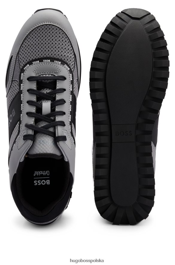 Hugo Boss buty sportowe z różnych materiałów z logo hugo w kolorze szarym szary R0X0H64672