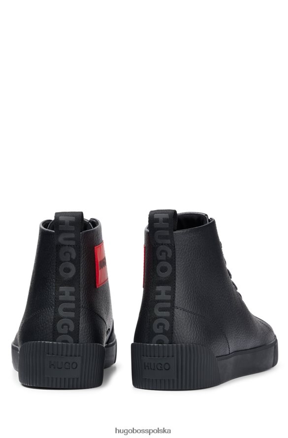 Hugo Boss buty sportowe ze skóry ziarnistej z czerwoną metką z logo hugo czarne czarny R0X0H64757