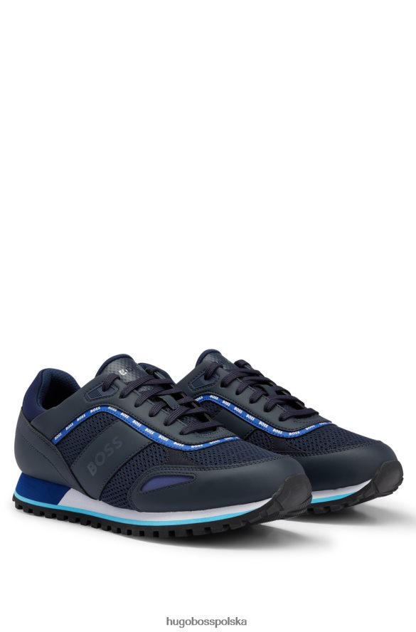 Hugo Boss ciemnoniebieskie buty sportowe hugo z różnych materiałów z detalami z logo ciemny niebieski R0X0H64673