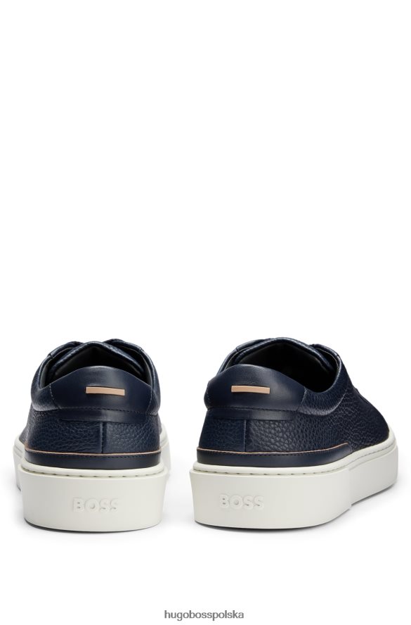 Hugo Boss ciemnoniebieskie buty sportowe hugo ze skóry ziarnistej z markową koronkową pętelką ciemny niebieski R0X0H65025