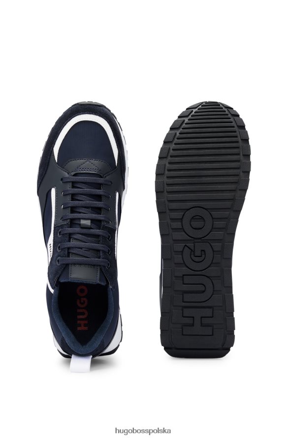 Hugo Boss ciemnoniebieskie buty sportowe inspirowane stylem retro z zamszem i siateczką hugo ciemny niebieski R0X0H64711