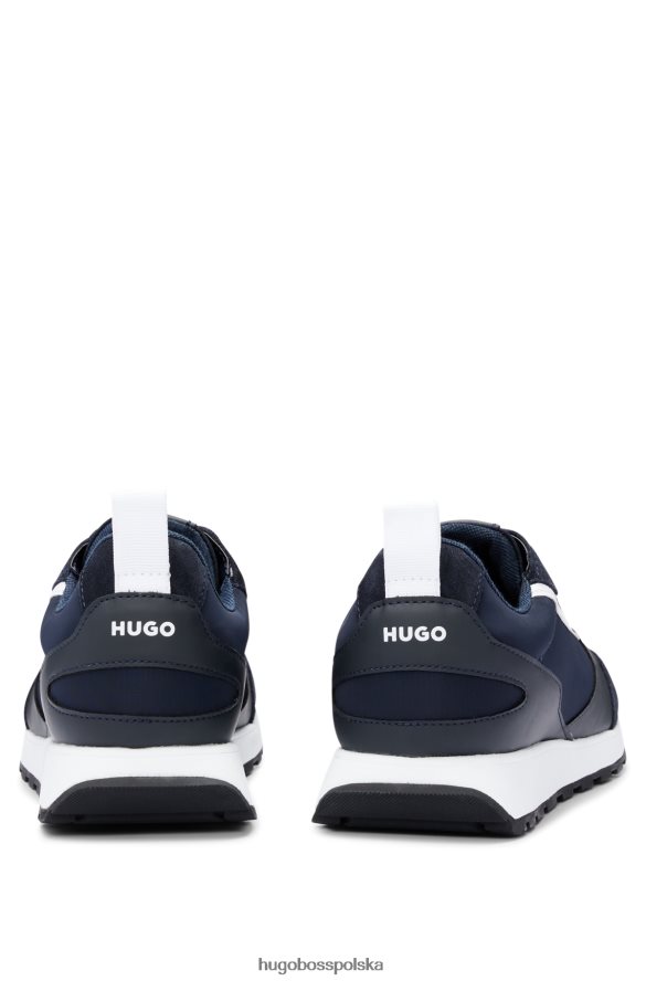 Hugo Boss ciemnoniebieskie buty sportowe inspirowane stylem retro z zamszem i siateczką hugo ciemny niebieski R0X0H64711