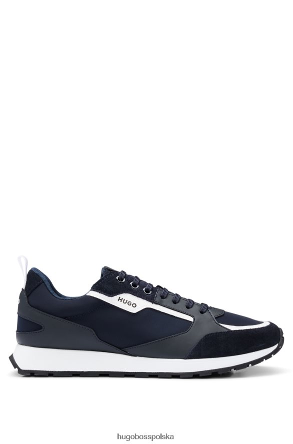 Hugo Boss ciemnoniebieskie buty sportowe inspirowane stylem retro z zamszem i siateczką hugo ciemny niebieski R0X0H64711